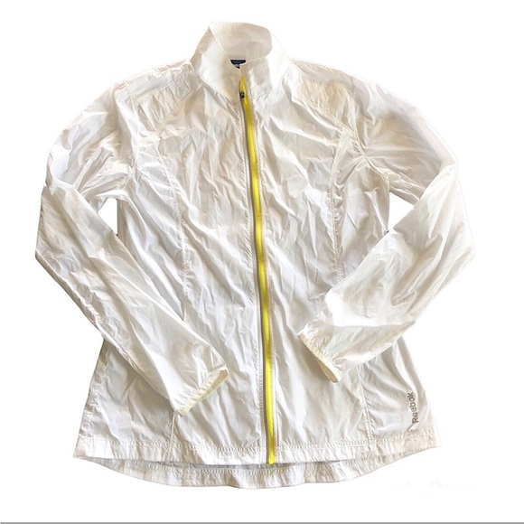 Reebok Nylon Flight Wind Zipper Pockets White  Lightweight Running Gym Jacket M - Picture 2 of 14
